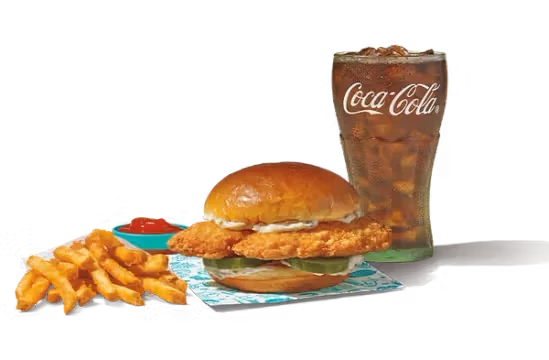 Popeyes Seafood: Classic Flounder Fish
Sandwich Combo