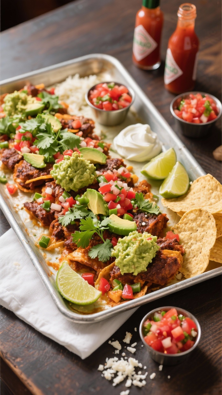 Plated serving presentation: Restaurant-quality final dish served directly on the sheet pan at the t
