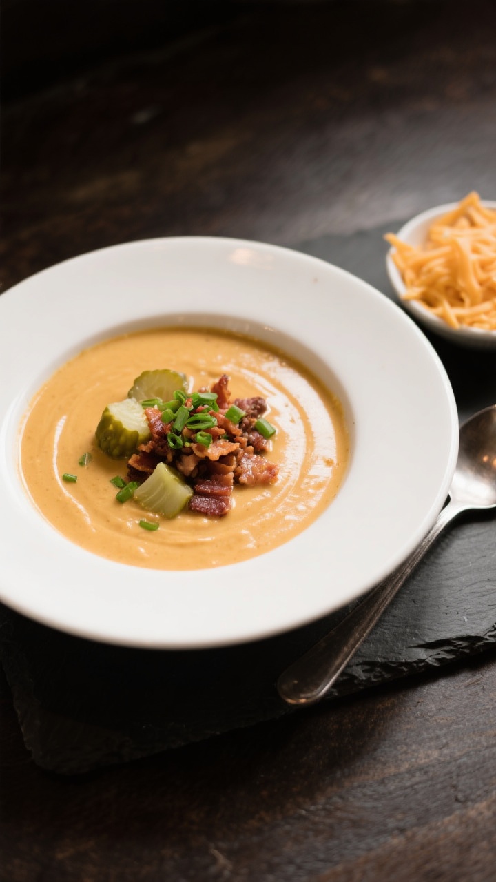 Final dish presentation — Restaurant-quality plating: A beautifully plated serving of cheeseburger
