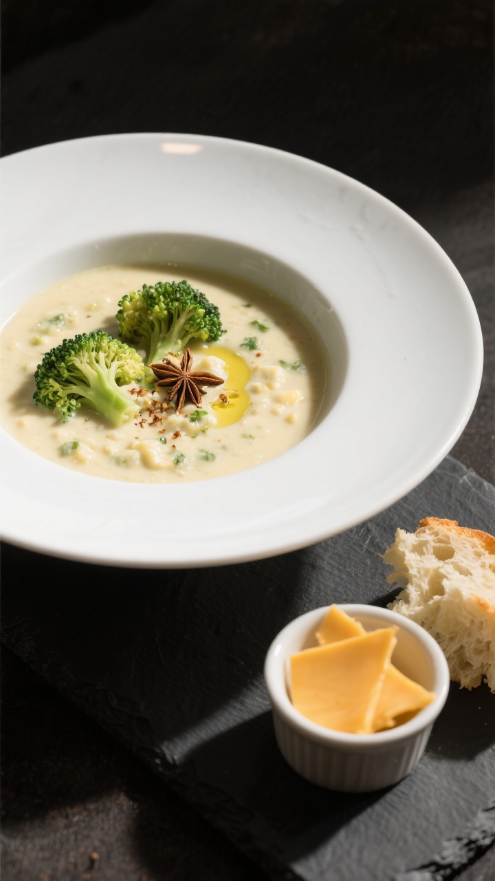 Final dish presentation: Restaurant-quality plated serving—deep white bowl filled with creamy, sli