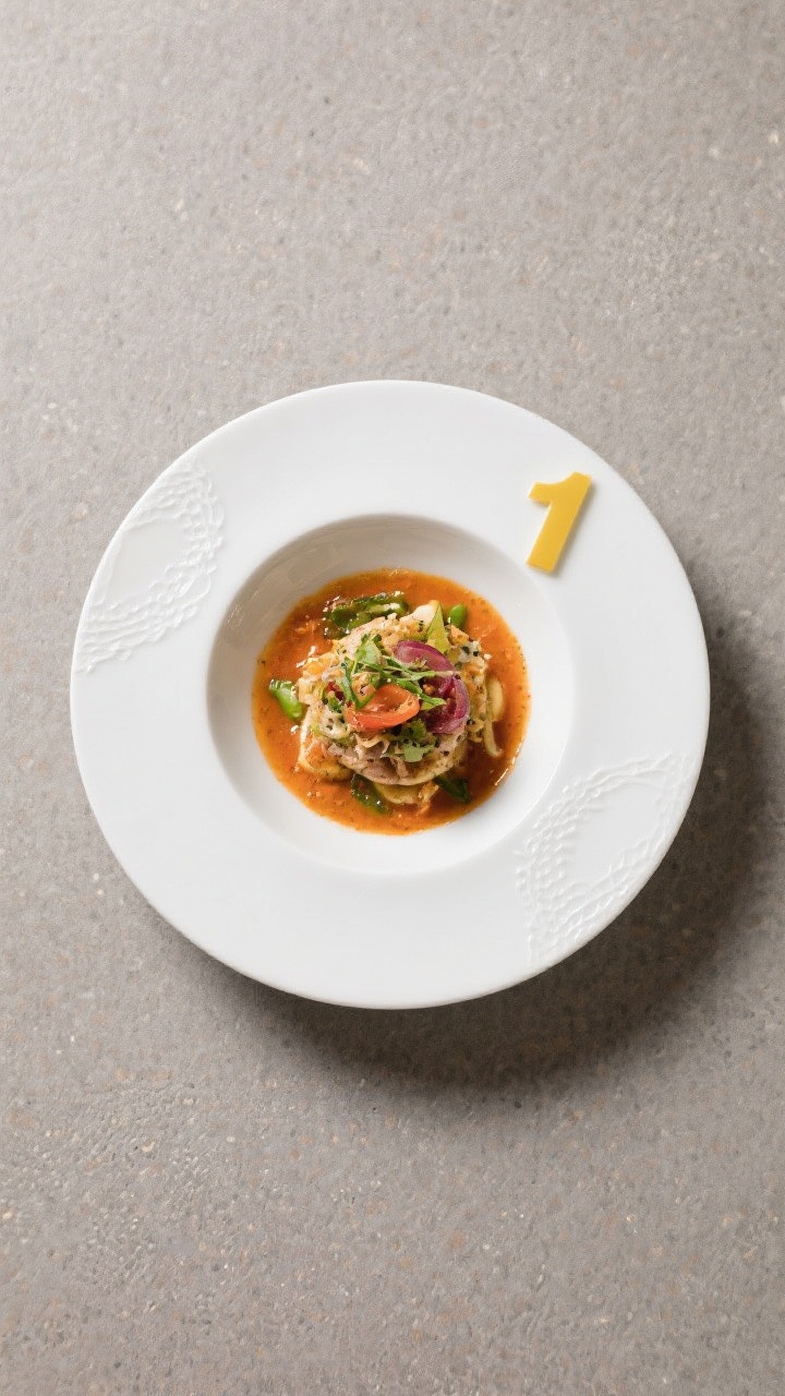 Tasty top view: Overhead composition of individual 1–